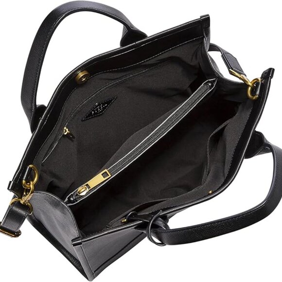 Fossil Leather Tote Black with Multiple Pockets - Picture 4 of 4